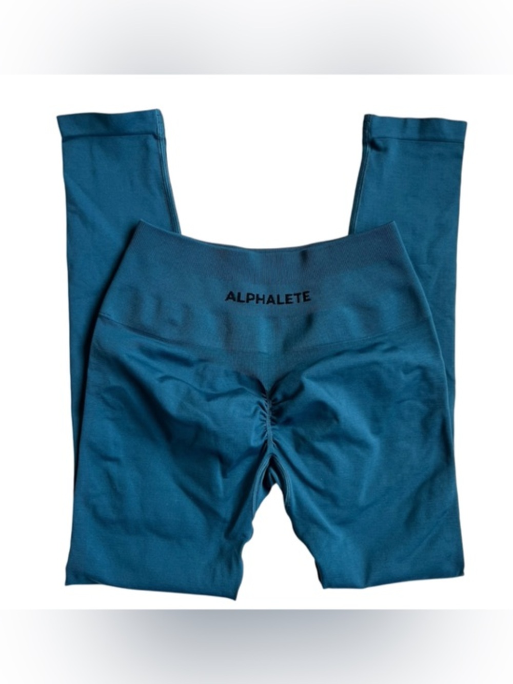Alphalete Teal Seamless Leggings with Ruched Back Detail